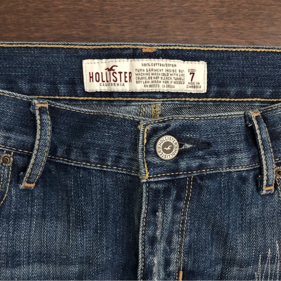 Hollister Dark Wash Distressed Denim Mini Skirt 7 - Picture 2 of 8